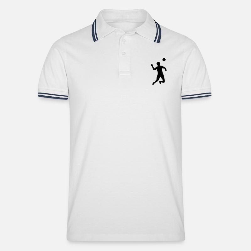 Faustball - Männer Tipped Poloshirt - Weiß/Navy