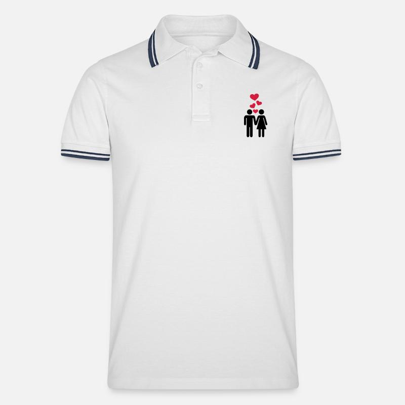 Paar Liebe - Männer Tipped Poloshirt - Weiß/Navy