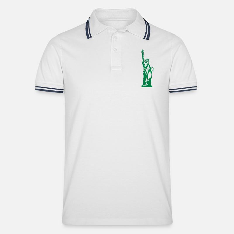 freiheitsstatue - Männer Tipped Poloshirt - Weiß/Navy