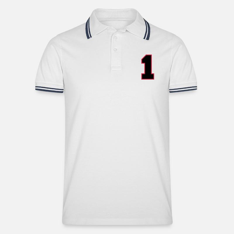 number1 - Männer Tipped Poloshirt - Weiß/Navy