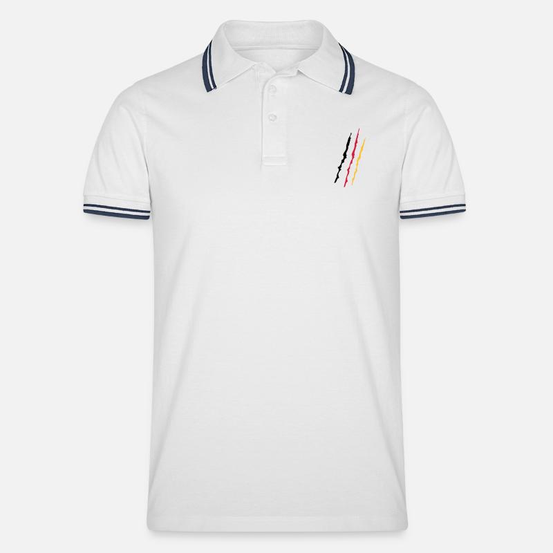 Deutschland - Männer Tipped Poloshirt - Weiß/Navy