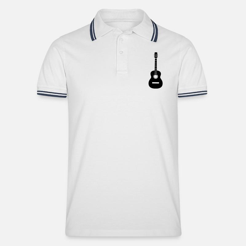 Gitarre - Männer Tipped Poloshirt - Weiß/Navy