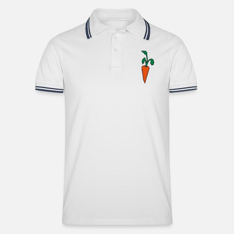 Karotte Möhre - Männer Tipped Poloshirt - Weiß/Navy
