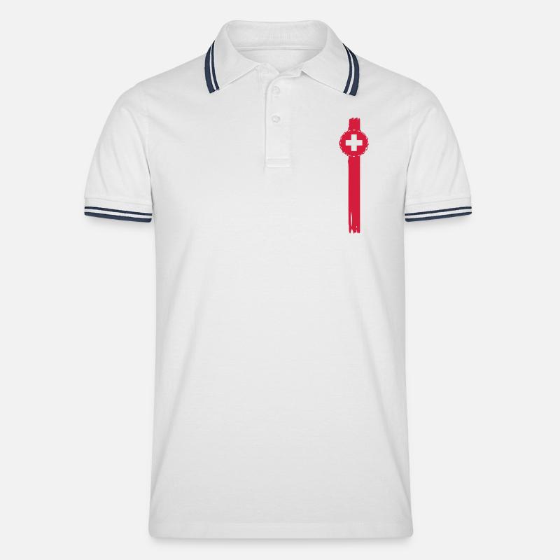 scheizer Kreuz anstecker - Männer Tipped Poloshirt - Weiß/Navy