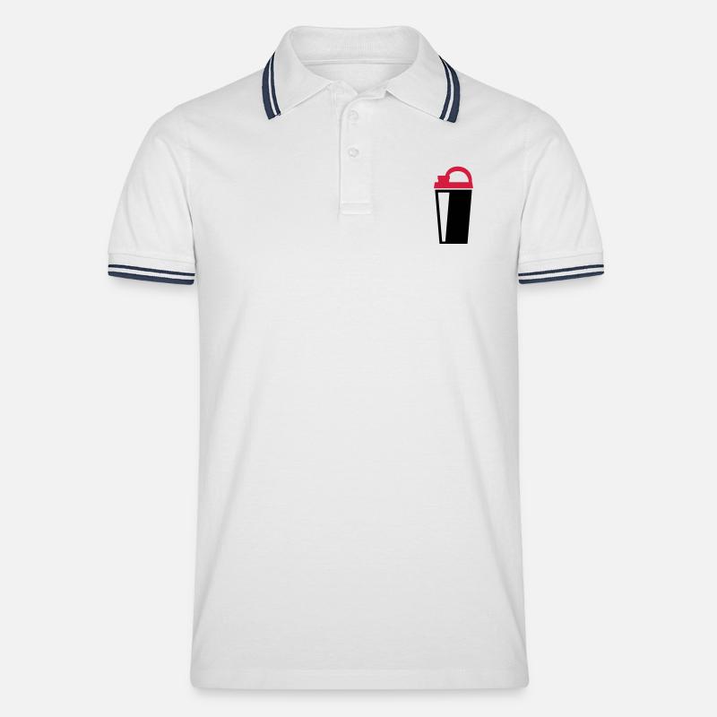 Protein Shaker - Männer Tipped Poloshirt - Weiß/Navy