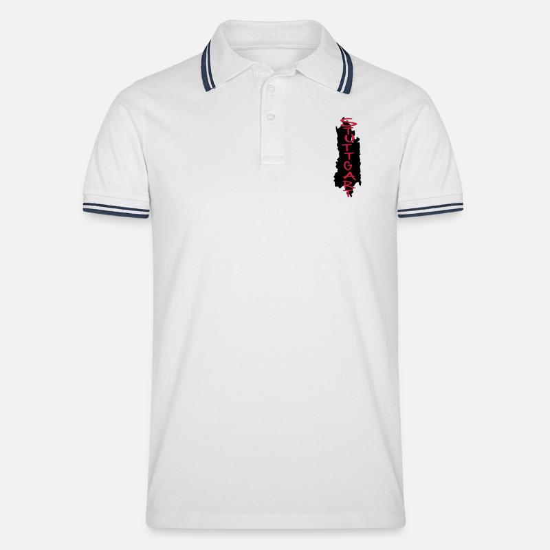 stuttgart - Männer Tipped Poloshirt - Weiß/Navy