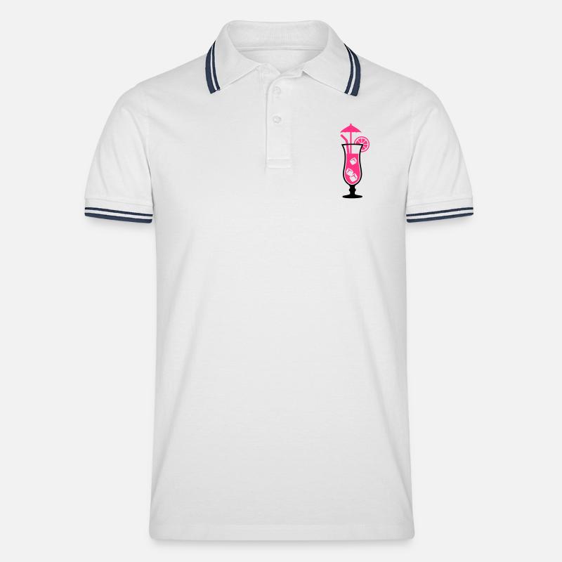 Cocktail - Männer Tipped Poloshirt - Weiß/Navy