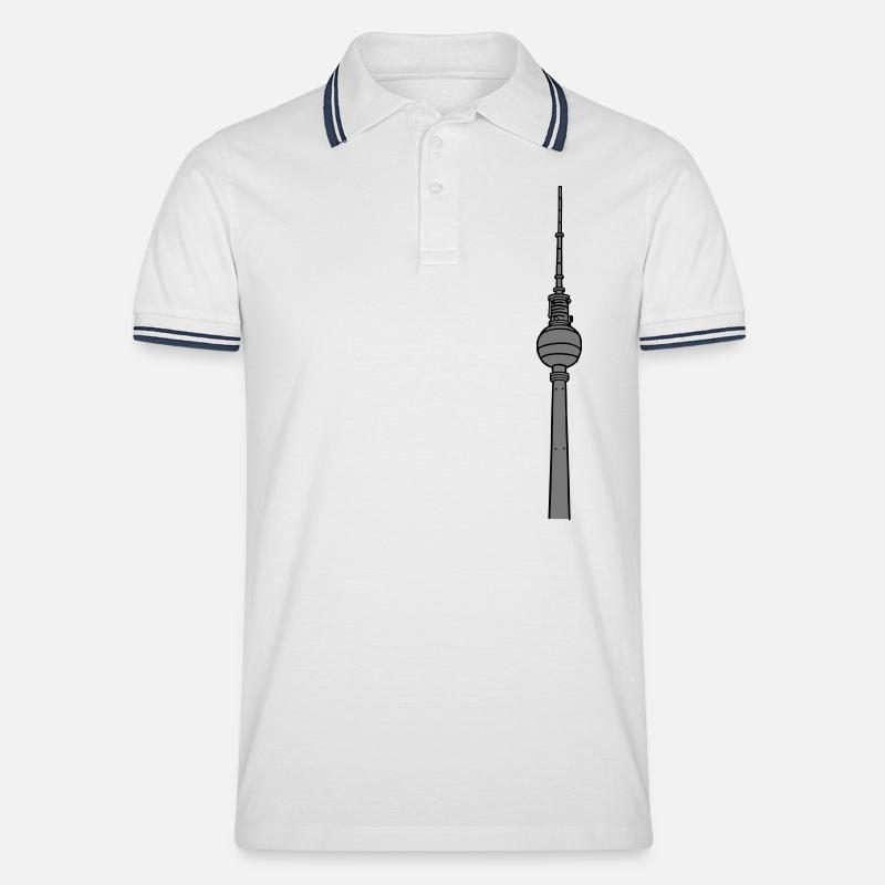 Fernsehturm Berlin 2 - Männer Tipped Poloshirt - Weiß/Navy