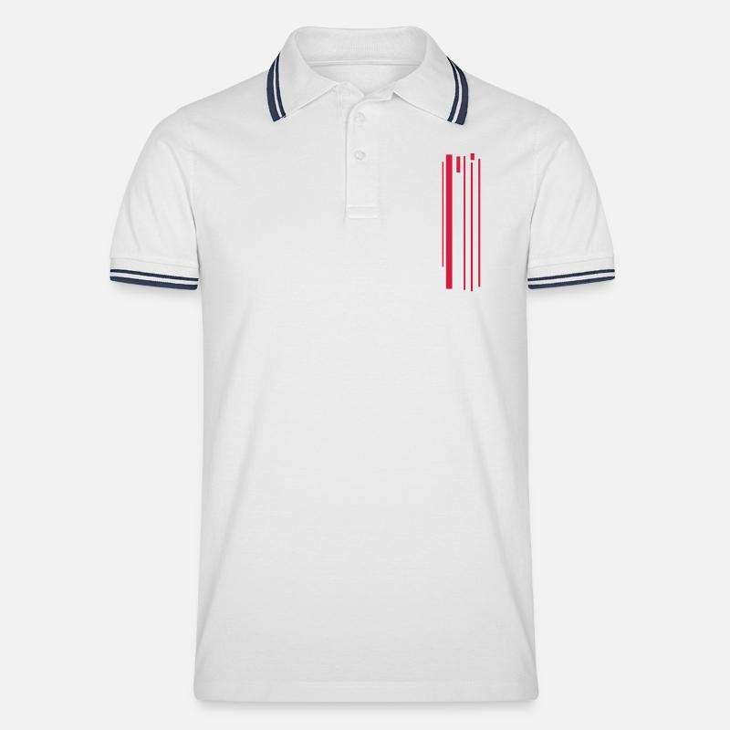 Vertikal Streifen Muster / Vektor - Männer Tipped Poloshirt - Weiß/Navy
