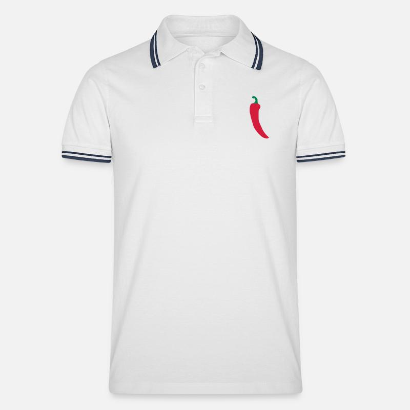 chilli - Männer Tipped Poloshirt - Weiß/Navy