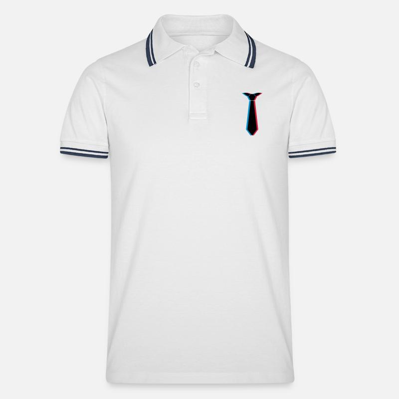 3d_krawatte_3c - Männer Tipped Poloshirt - Weiß/Navy