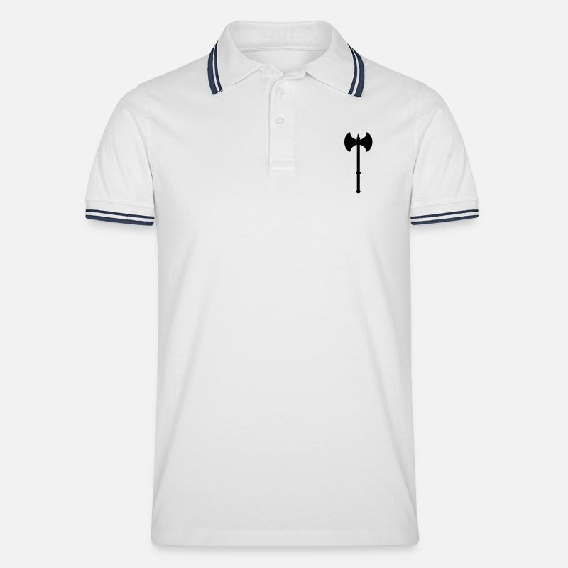 axes de - Männer Tipped Poloshirt - Weiß/Navy