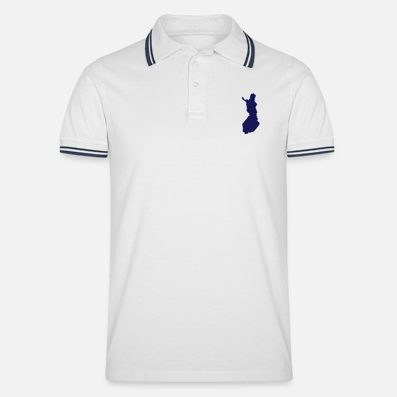 Finnland - Männer Tipped Poloshirt - Weiß/Navy