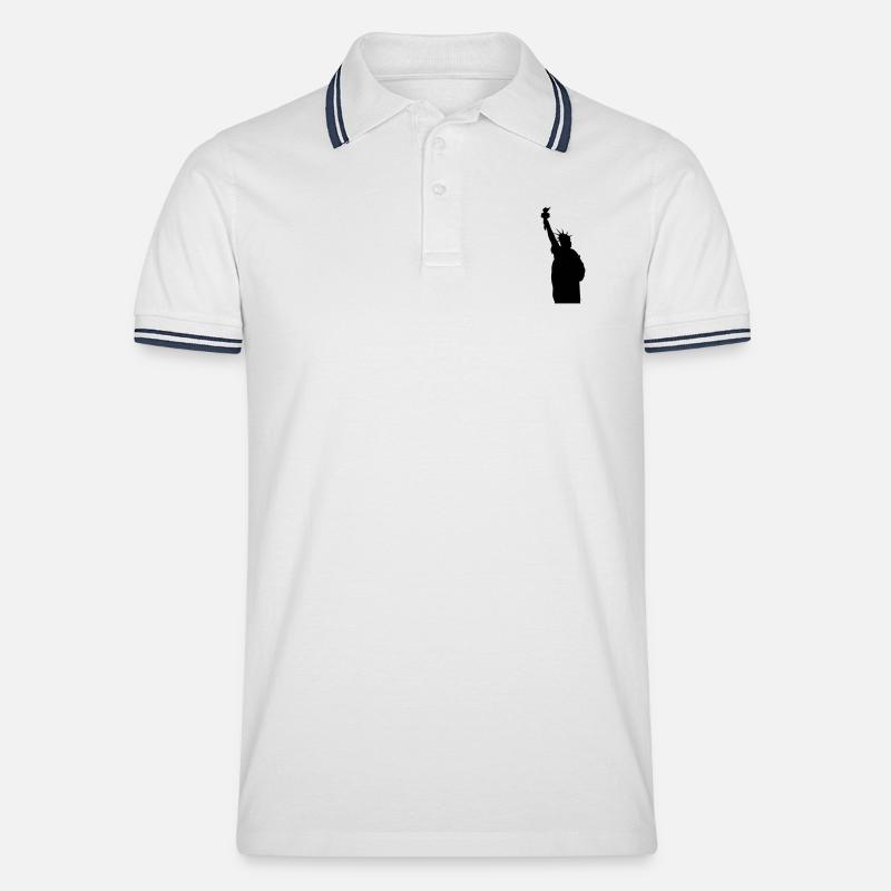 Freiheitsstatue Silhouette - Männer Tipped Poloshirt - Weiß/Navy