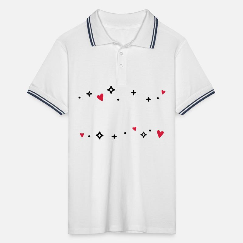 Herzen Sternchen Glitzer Männer Tipped Poloshirt