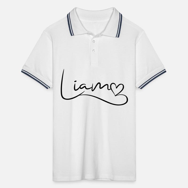 Liam Name Vorname Herzdekor Männer Tipped Poloshirt