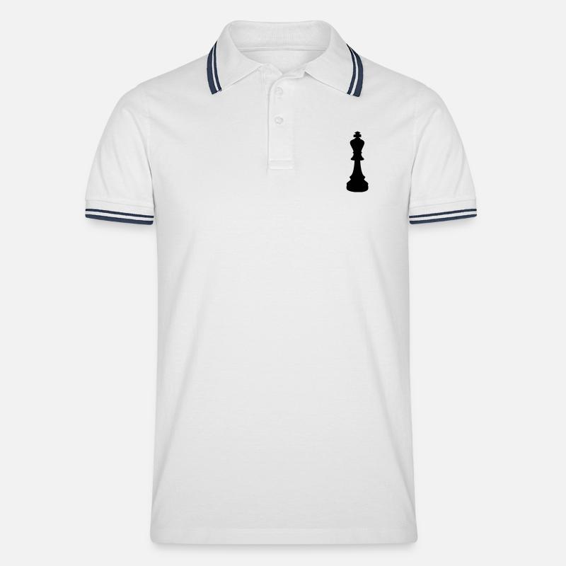 Schach König - Männer Tipped Poloshirt - Weiß/Navy
