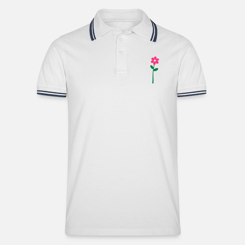 Flower - Männer Tipped Poloshirt - Weiß/Navy