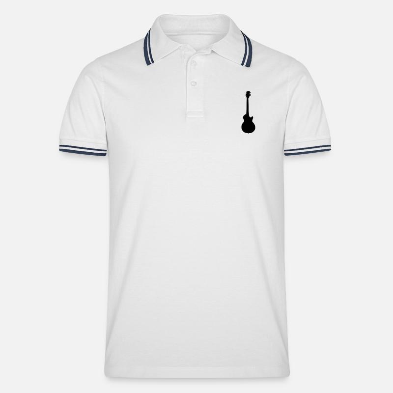 guitar gibson - Männer Tipped Poloshirt - Weiß/Navy