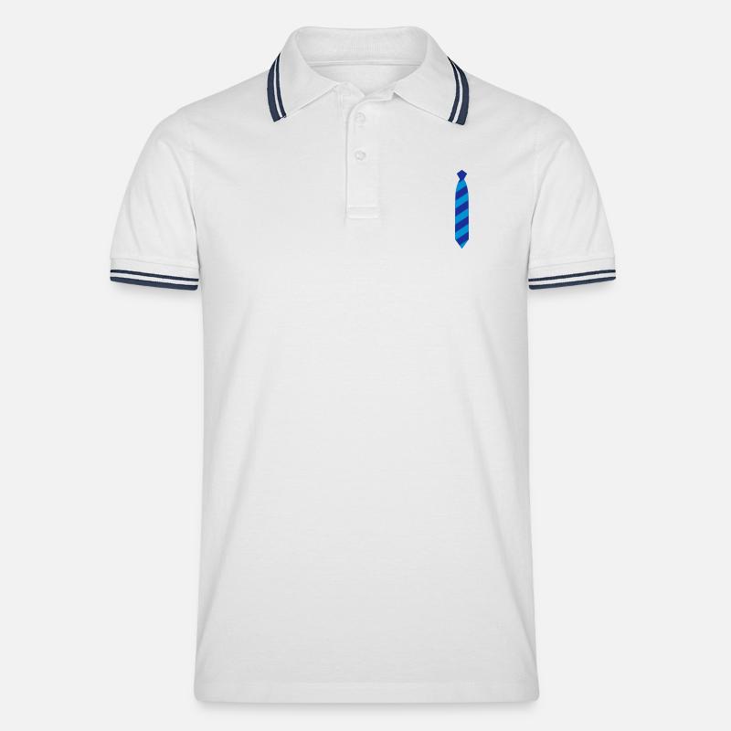 Krawatte - Männer Tipped Poloshirt - Weiß/Navy