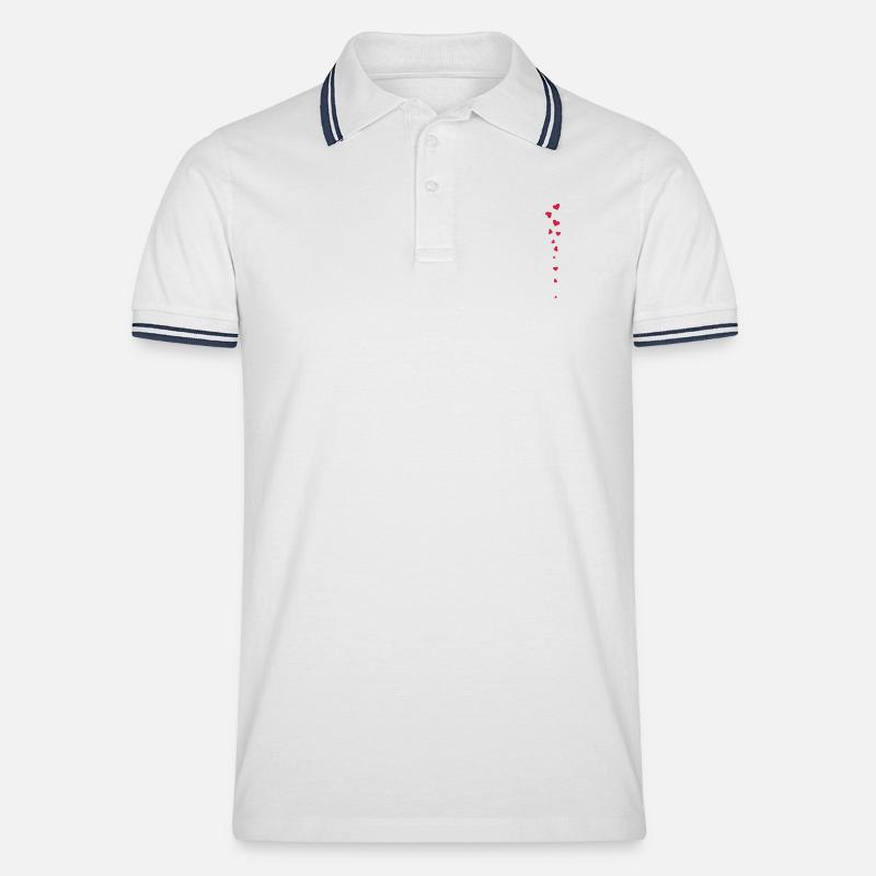 hearts - Männer Tipped Poloshirt - Weiß/Navy