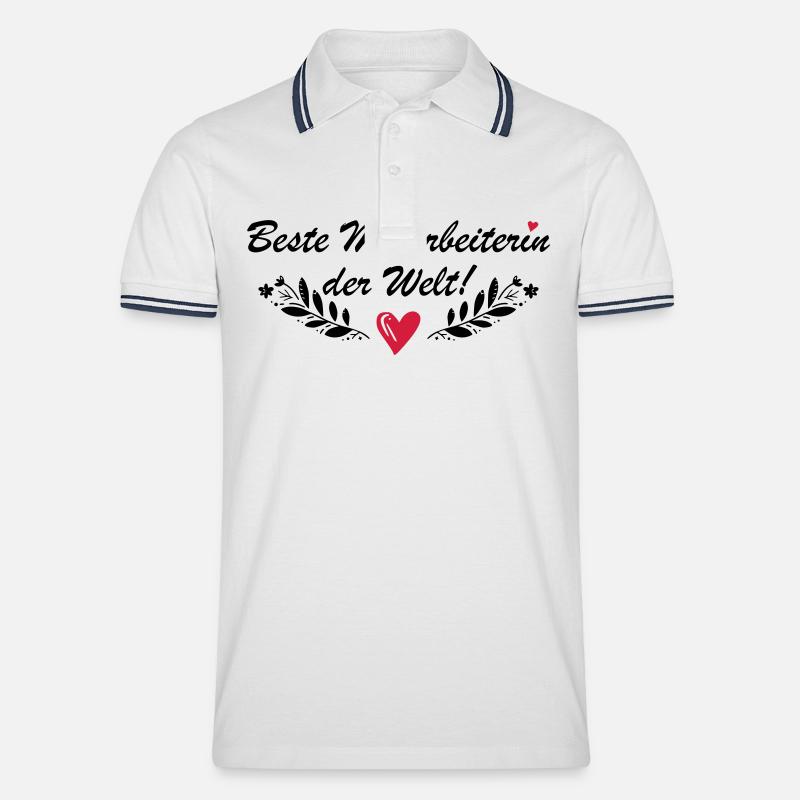 Beste Mitarbeiterin der Welt - Männer Tipped Poloshirt - Weiß/Navy