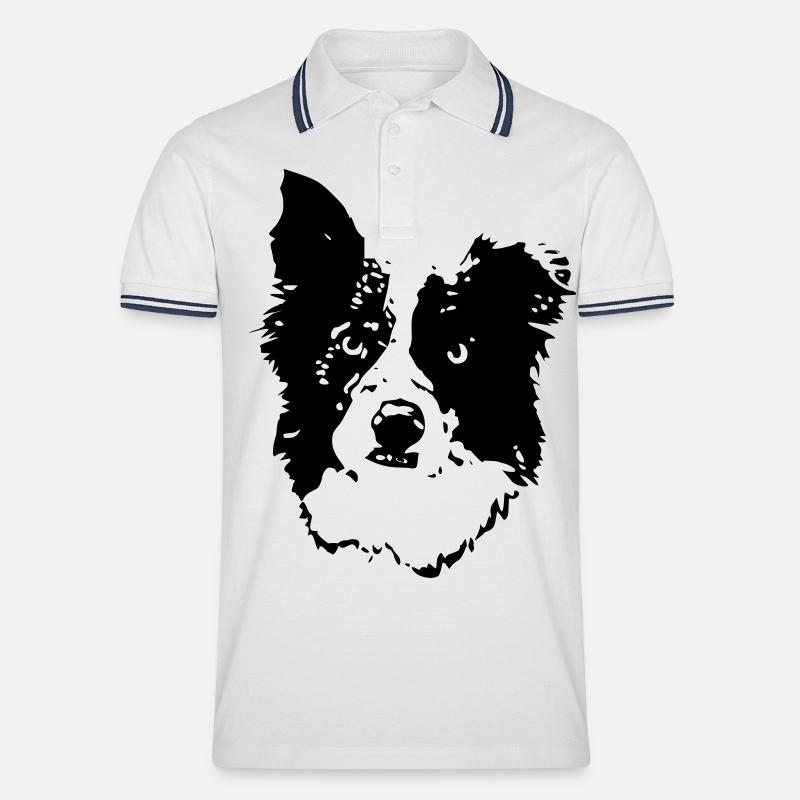 border_collie_benny_cb - Männer Tipped Poloshirt - Weiß/Navy