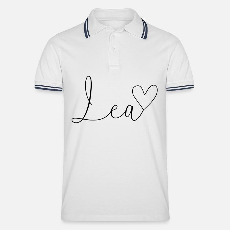 Lea Name Vorname Mädchen - Männer Tipped Poloshirt - Weiß/Navy