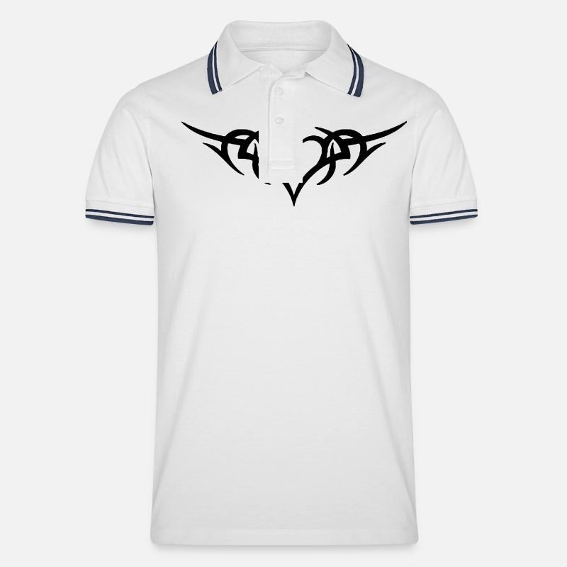 Tribal - Männer Tipped Poloshirt - Weiß/Navy