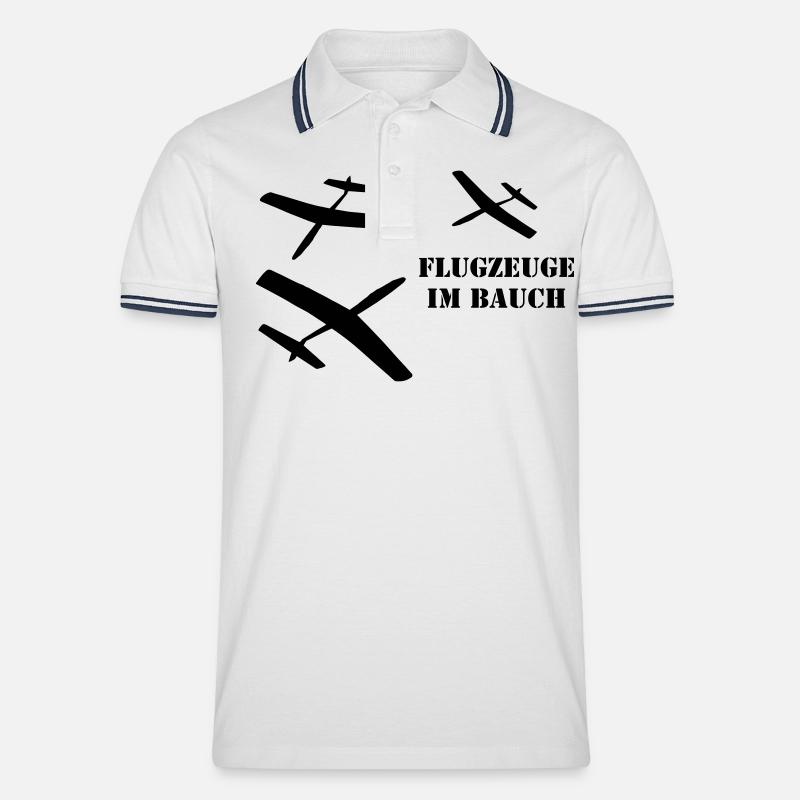 Flugzeuge im Bauch 2 - Männer Tipped Poloshirt - Weiß/Navy