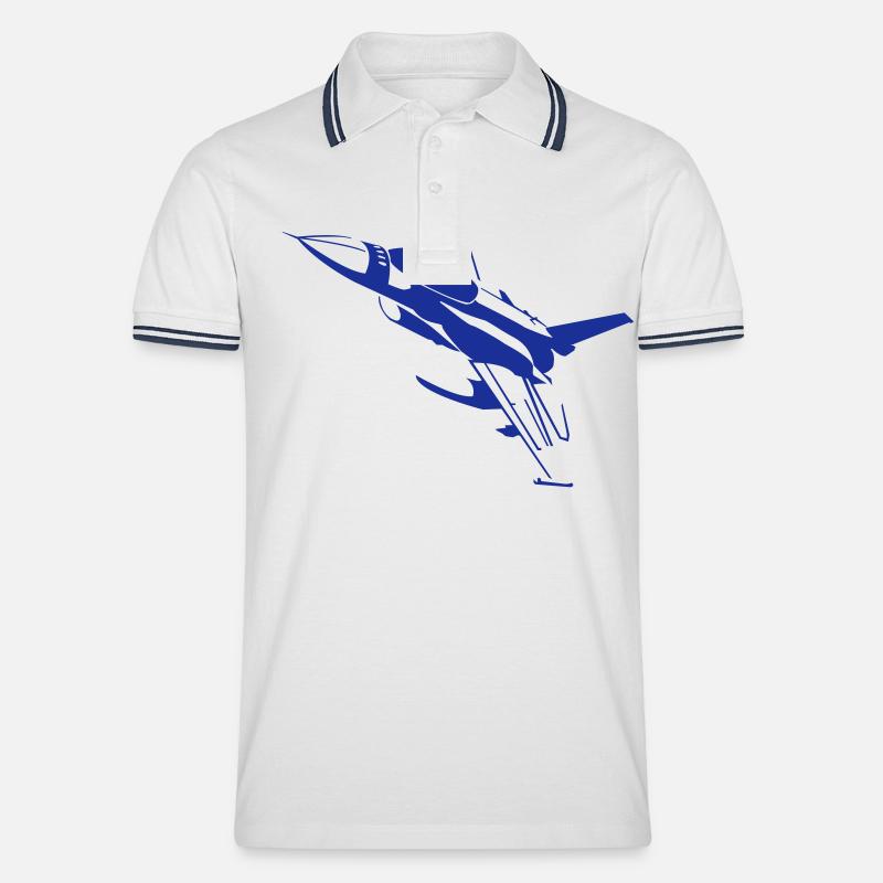 F16 - Männer Tipped Poloshirt - Weiß/Navy