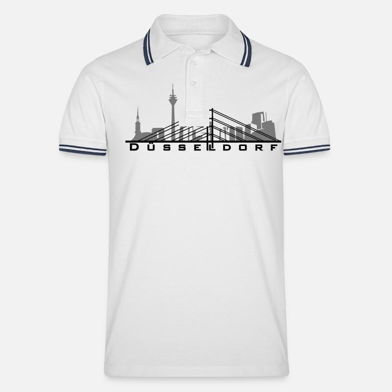 Düsseldorf - Männer Tipped Poloshirt - Weiß/Navy