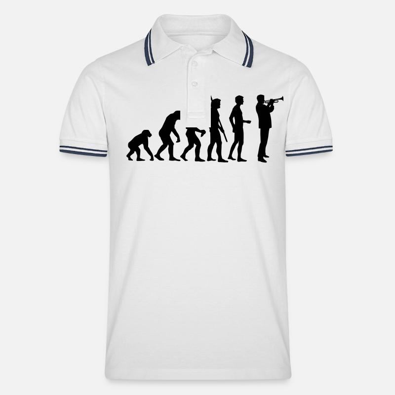 evolution_trompeter - Männer Tipped Poloshirt - Weiß/Navy