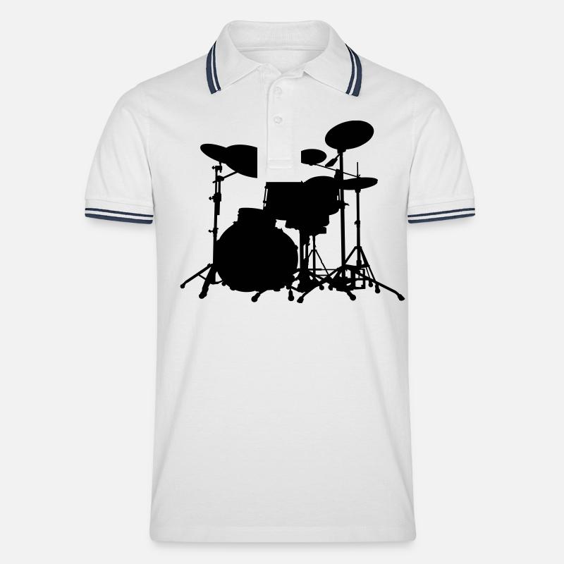 Schlagzeug - Drums - Männer Tipped Poloshirt - Weiß/Navy