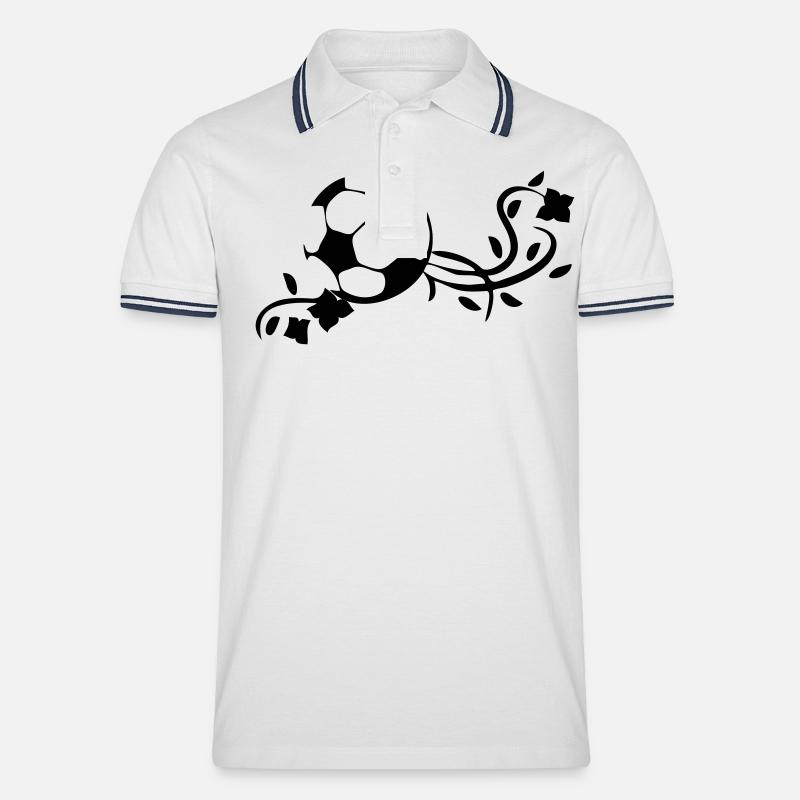Fußball - Männer Tipped Poloshirt - Weiß/Navy