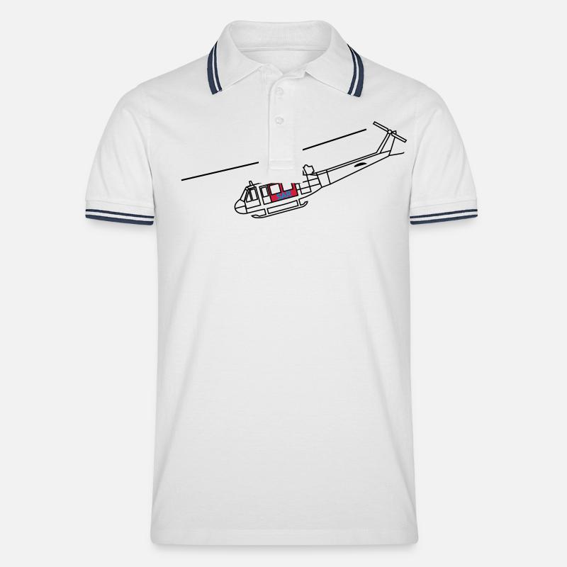 Bell UH1D - SAR / Notarzt - Männer Tipped Poloshirt - Weiß/Navy