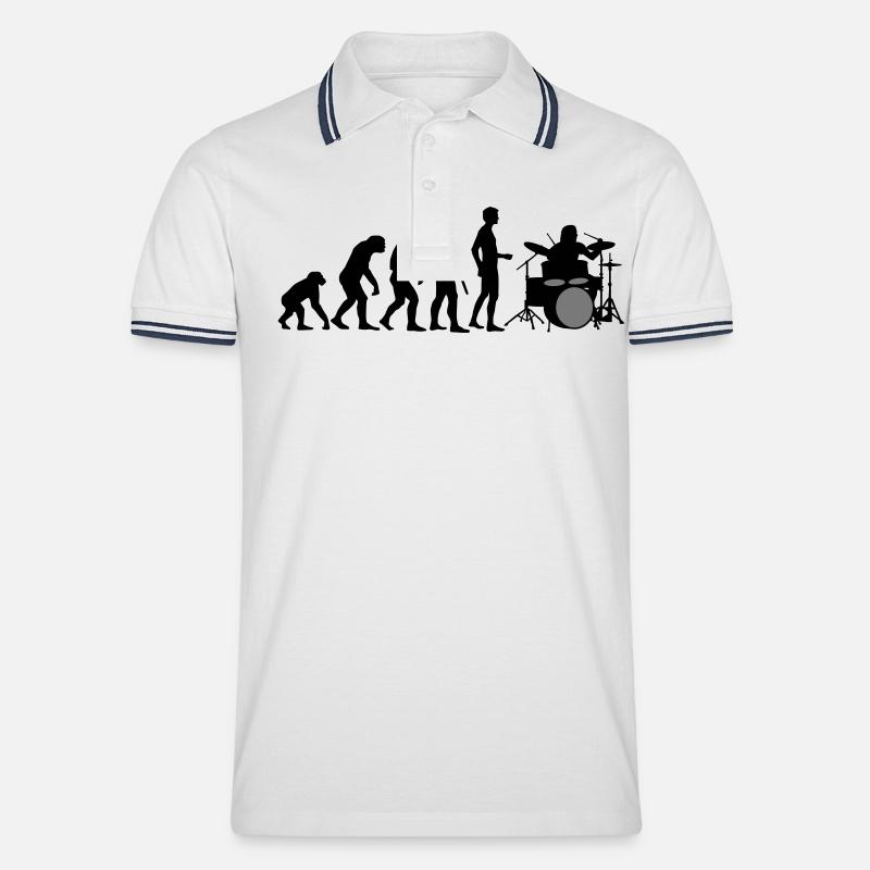 evolution_drummer_b_2c - Männer Tipped Poloshirt - Weiß/Navy