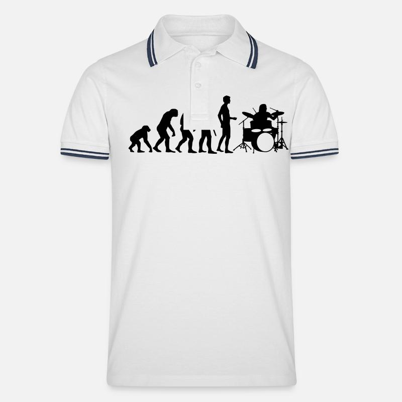 evolution_drummer_b_1c - Men's Tipped Polo Shirt - white/navy