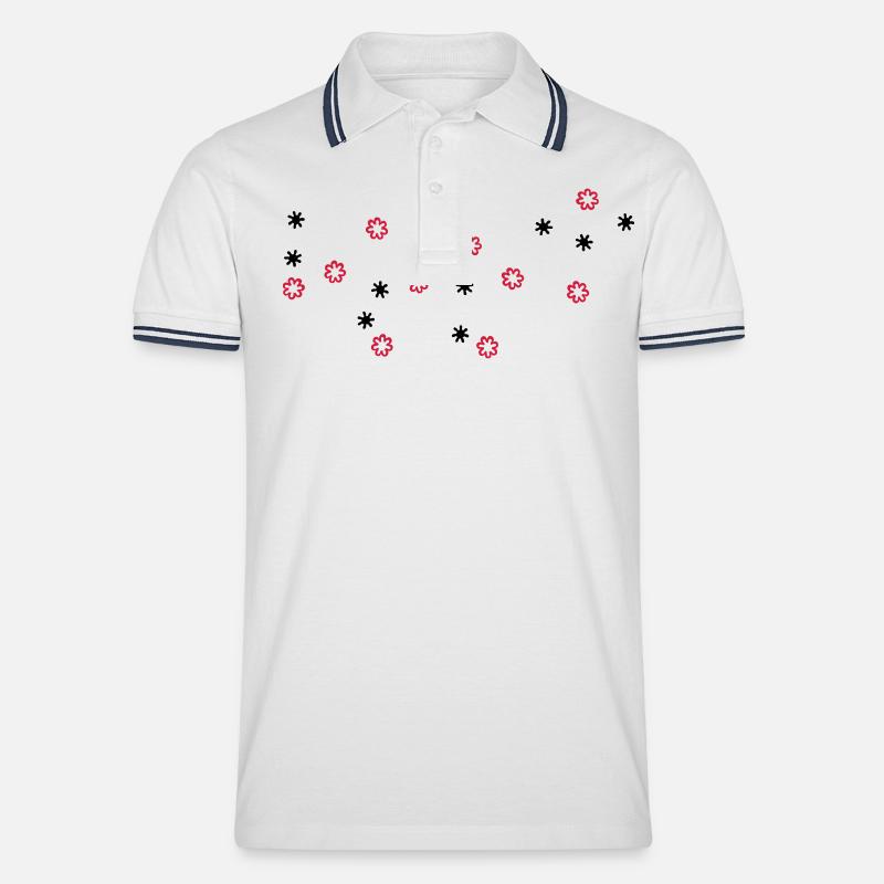 blümchen - Männer Tipped Poloshirt - Weiß/Navy