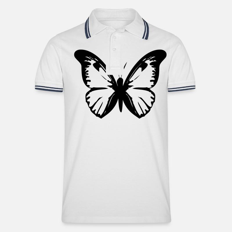 Schmetterling - Männer Tipped Poloshirt - Weiß/Navy