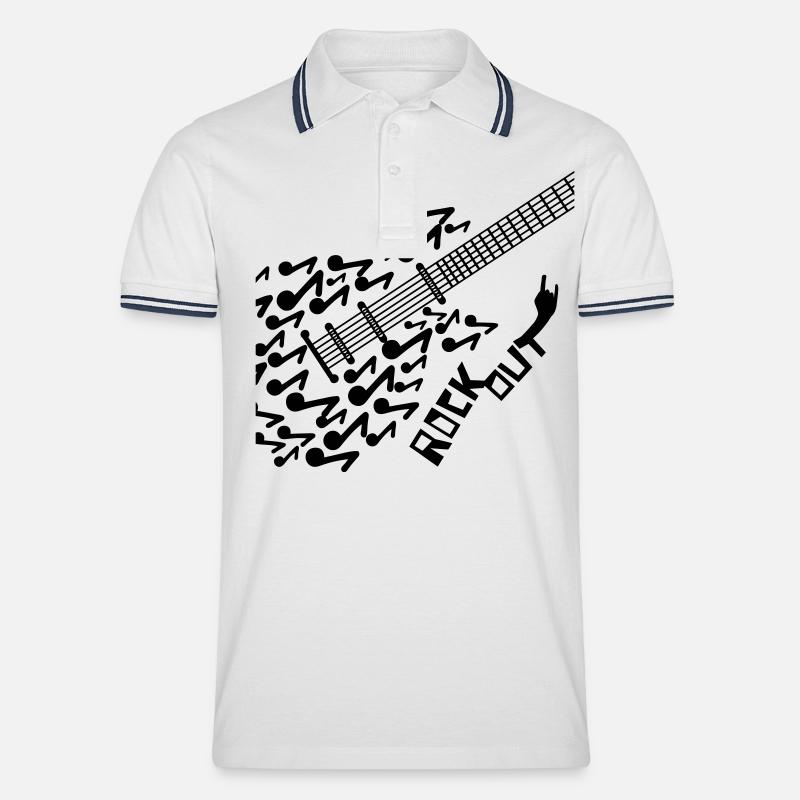 ROCKOUT - Männer Tipped Poloshirt - Weiß/Navy