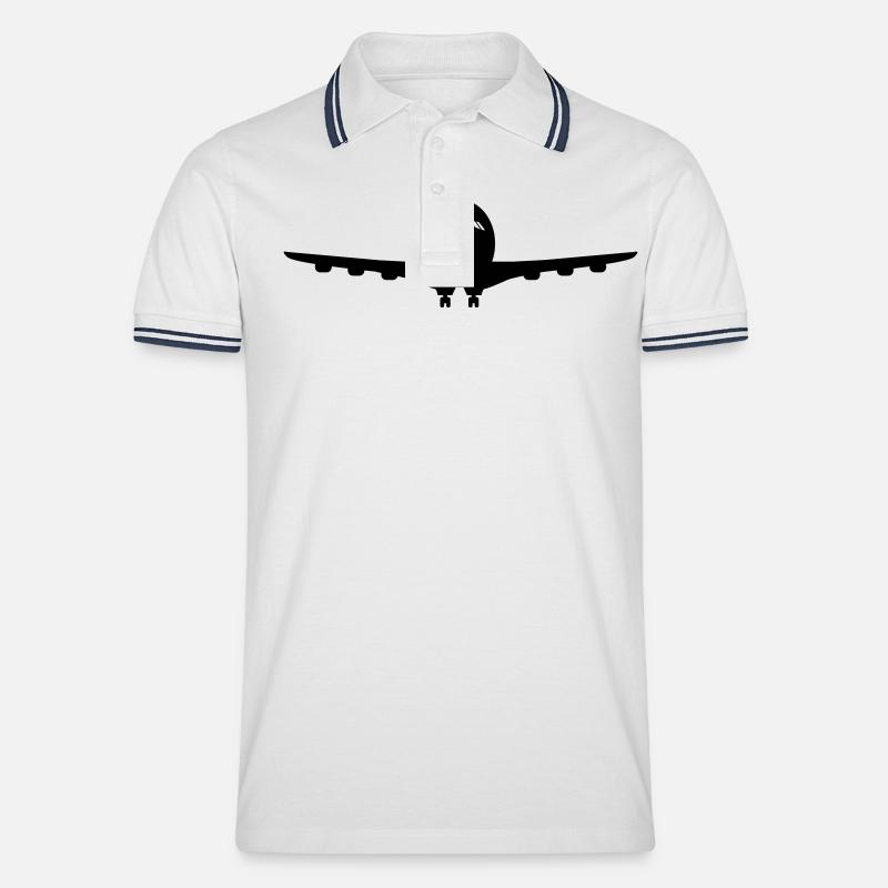 flugzeug - Männer Tipped Poloshirt - Weiß/Navy