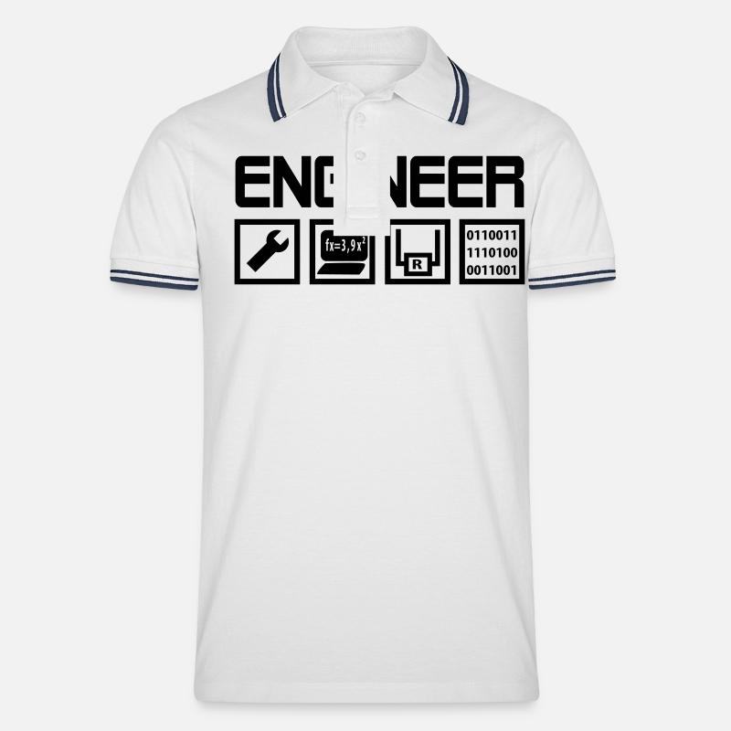 Engineer - Symbole - Männer Tipped Poloshirt - Weiß/Navy