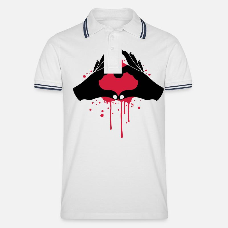 Love Hands - Männer Tipped Poloshirt - Weiß/Navy