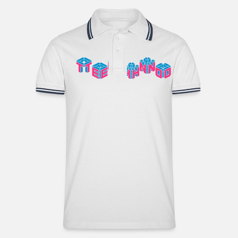 techno - Männer Tipped Poloshirt - Weiß/Navy