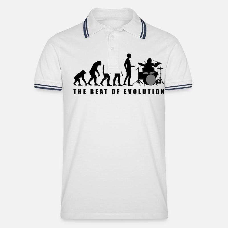 evolution_drummer_c_2c - Männer Tipped Poloshirt - Weiß/Navy