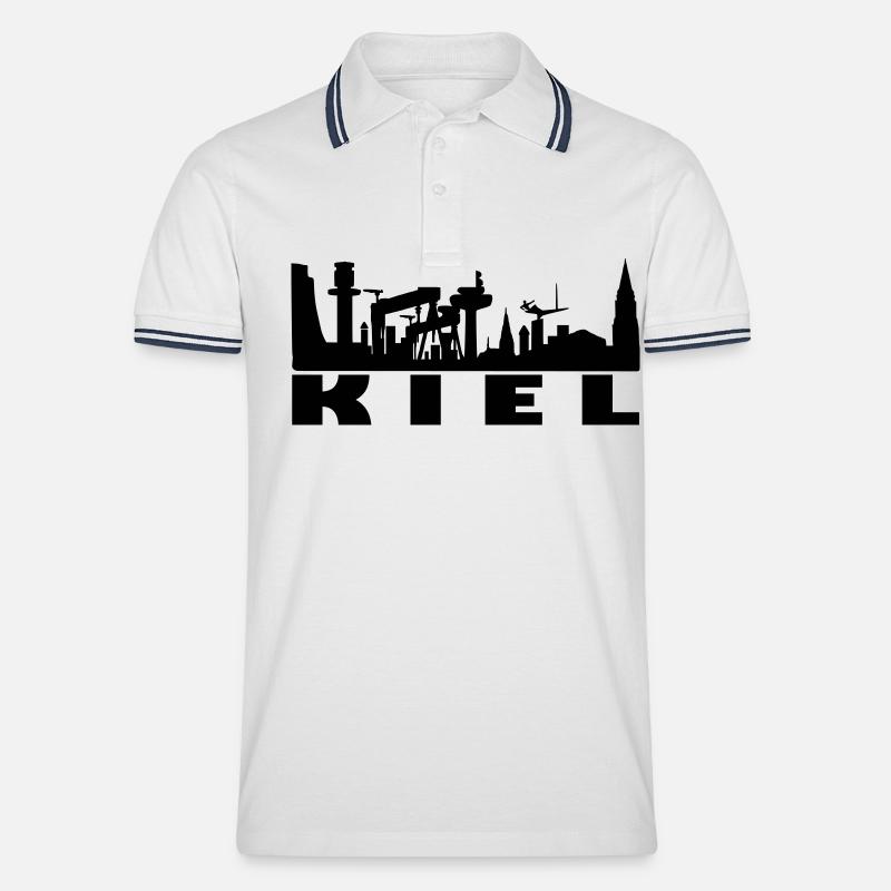 skyline kiel - Männer Tipped Poloshirt - Weiß/Navy