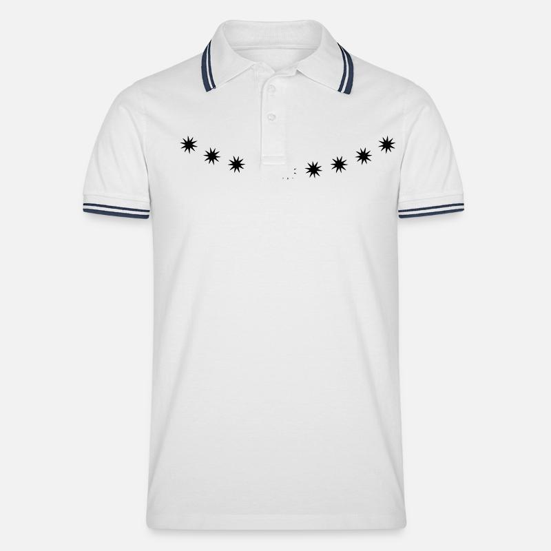 sterne - Männer Tipped Poloshirt - Weiß/Navy