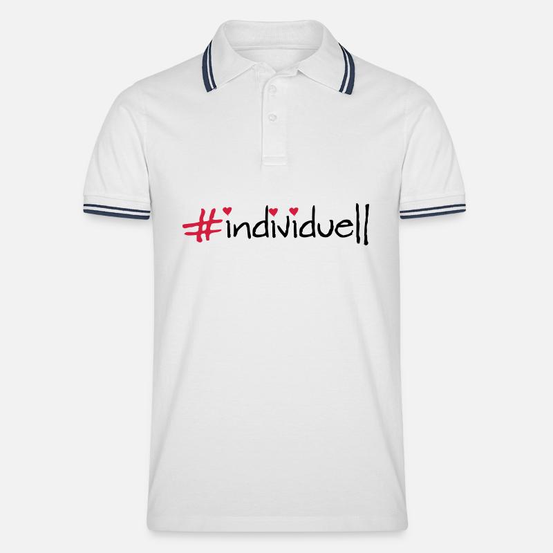 individuell - Männer Tipped Poloshirt - Weiß/Navy