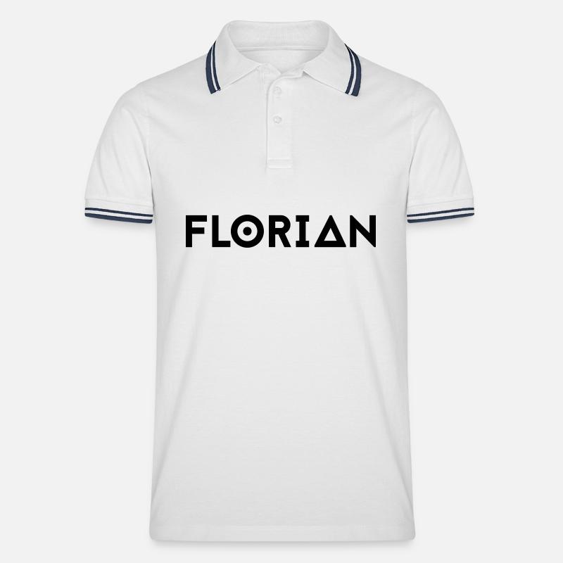 Vorname Florian - Männer Tipped Poloshirt - Weiß/Navy